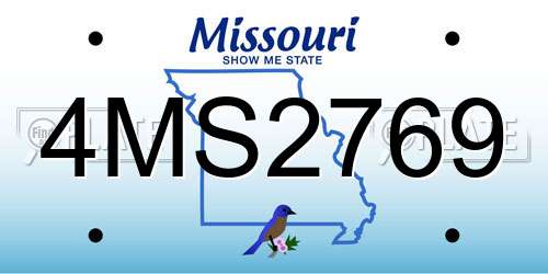 4MS2769 Missouri License Plate
