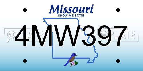 4MW397 Missouri License Plate