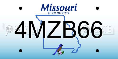 4MZB66 Missouri License Plate