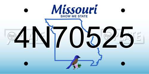 4N70525 Missouri License Plate