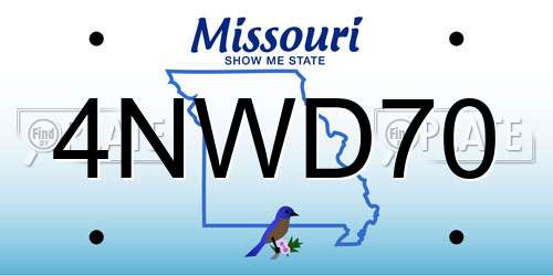 4NWD70 Missouri License Plate