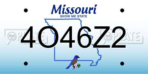 4O46Z2 Missouri License Plate