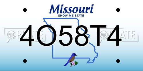 4O58T4 Missouri License Plate