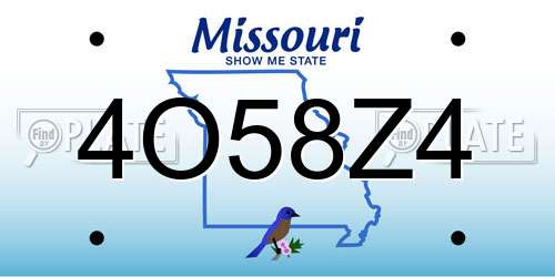 4O58Z4 Missouri License Plate