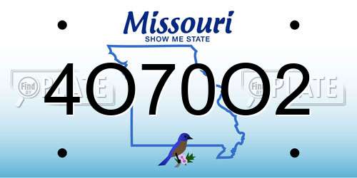 4O70O2 Missouri License Plate
