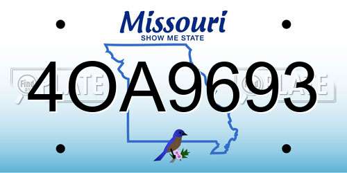 4OA9693 Missouri License Plate