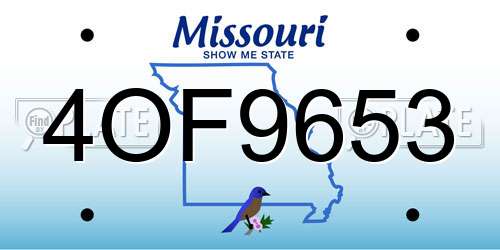 4OF9653 Missouri License Plate