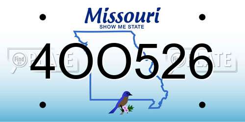 4OO526 Missouri License Plate
