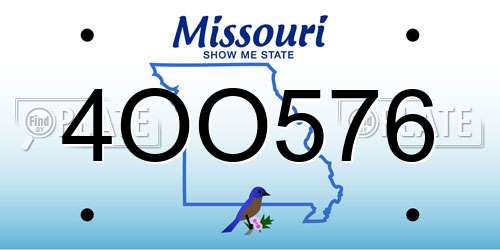 4OO576 Missouri License Plate