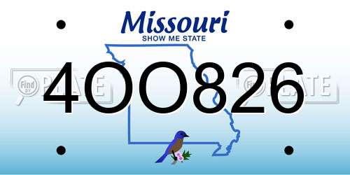 4OO826 Missouri License Plate