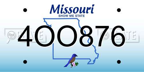 4OO876 Missouri License Plate
