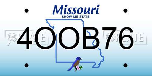 4OOB76 Missouri License Plate