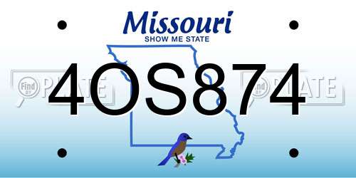 4OS874 Missouri License Plate