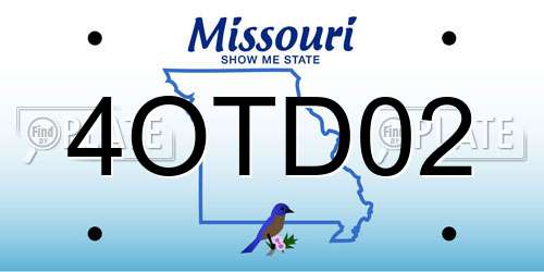 4OTD02 Missouri License Plate