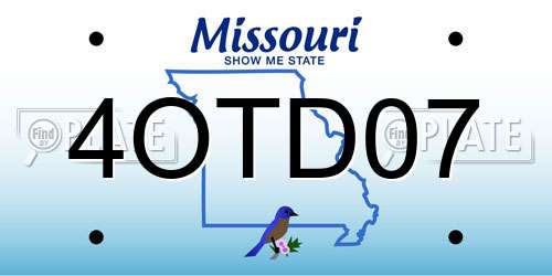 4OTD07 Missouri License Plate