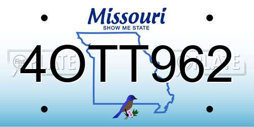 4OTT962 Missouri License Plate