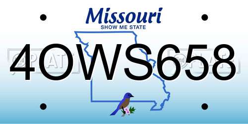 4OWS658 Missouri License Plate