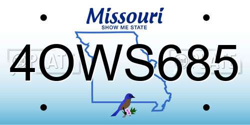 4OWS685 Missouri License Plate
