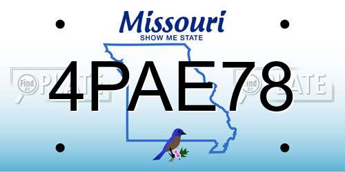 4PAE78 Missouri License Plate