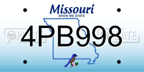 4PB998 Missouri License Plate