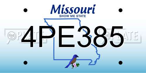 4PE385 Missouri License Plate