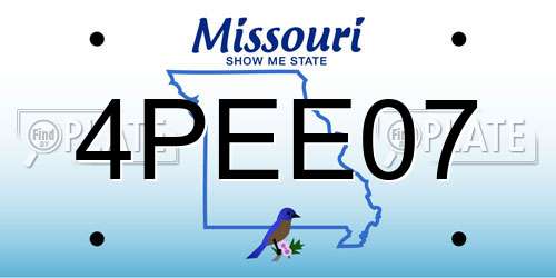 4PEE07 Missouri License Plate