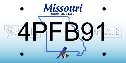 4PFB91 Missouri License Plate