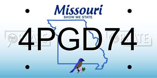 4PGD74 Missouri License Plate