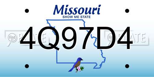 4Q97D4 Missouri License Plate