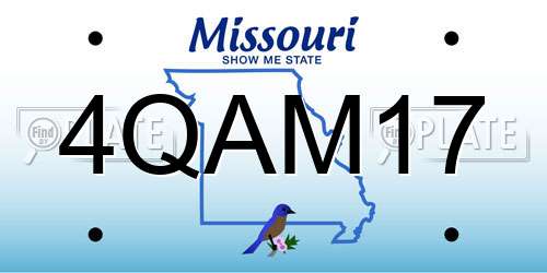4QAM17 Missouri License Plate
