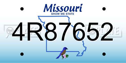 4R87652 Missouri License Plate