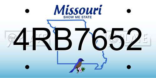 4RB7652 Missouri License Plate