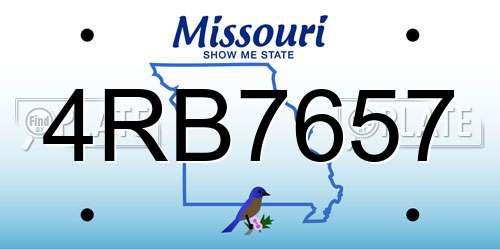4RB7657 Missouri License Plate