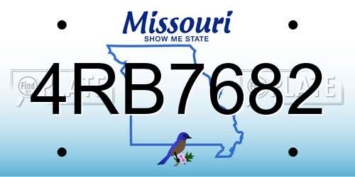 4RB7682 Missouri License Plate