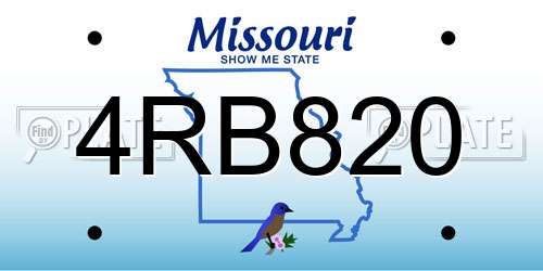 4RB820 Missouri License Plate