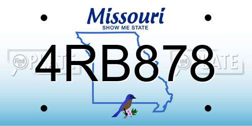 4RB878 Missouri License Plate