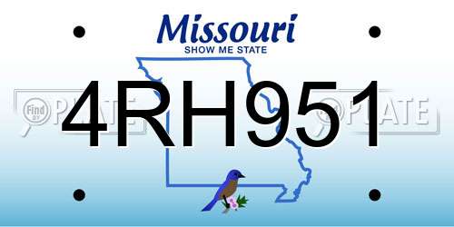 4RH951 Missouri License Plate