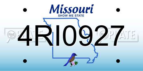 4RI0927 Missouri License Plate