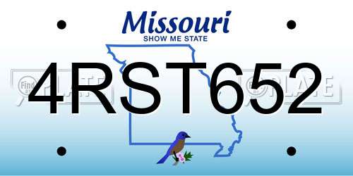 4RST652 Missouri License Plate