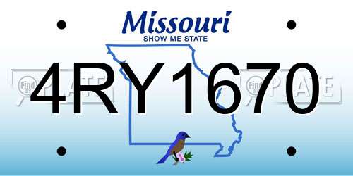 4RY1670 Missouri License Plate
