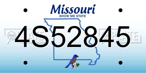 4S52845 Missouri License Plate