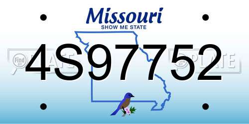4S97752 Missouri License Plate