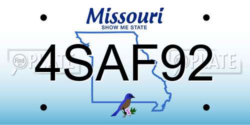 4SAF92 Missouri License Plate