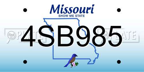 4SB985 Missouri License Plate