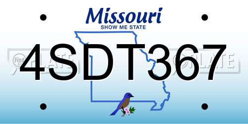 4SDT367 Missouri License Plate