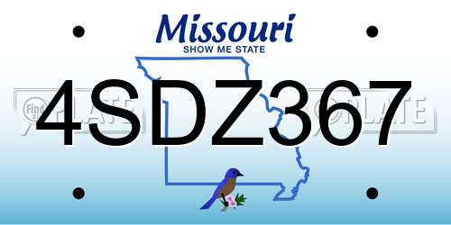 4SDZ367 Missouri License Plate