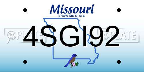 4SGI92 Missouri License Plate