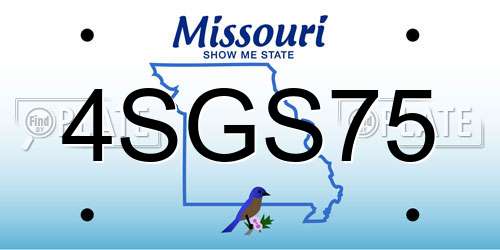 4SGS75 Missouri License Plate