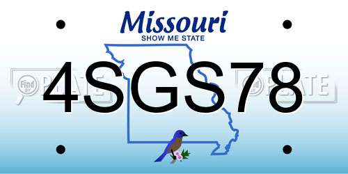 4SGS78 Missouri License Plate