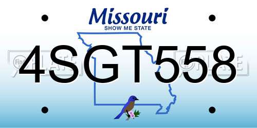4SGT558 Missouri License Plate
